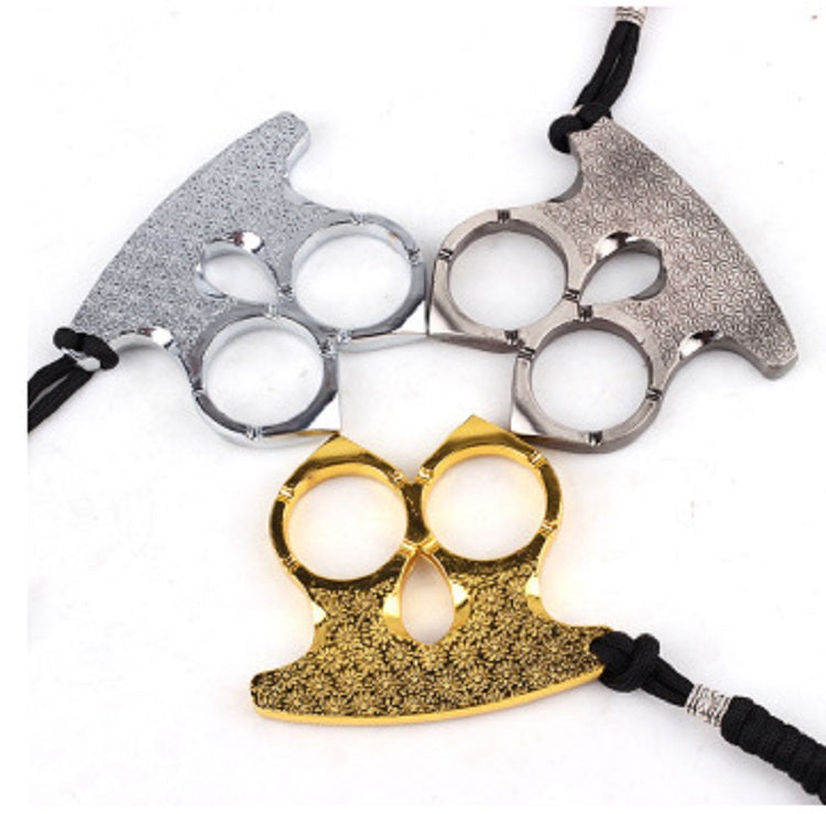 Solid Alloy Double Fingers Knuckle Duster Outdoor Emergency Survival Broken Window Self Defense Protective tool Camping Equipment Key Chain