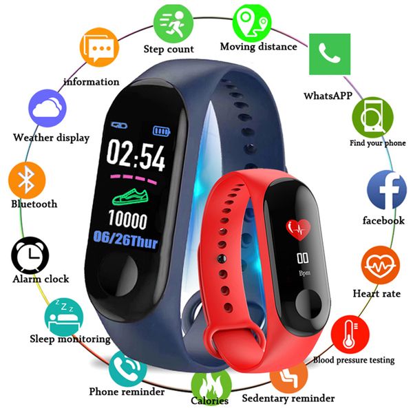 M3 Smart Bracelet Bluetooth Sports Camera Smart Wristwatch Blood Pressure Heart Rate Monitor Fitness Tracker Smart Watch For Android iPhone
