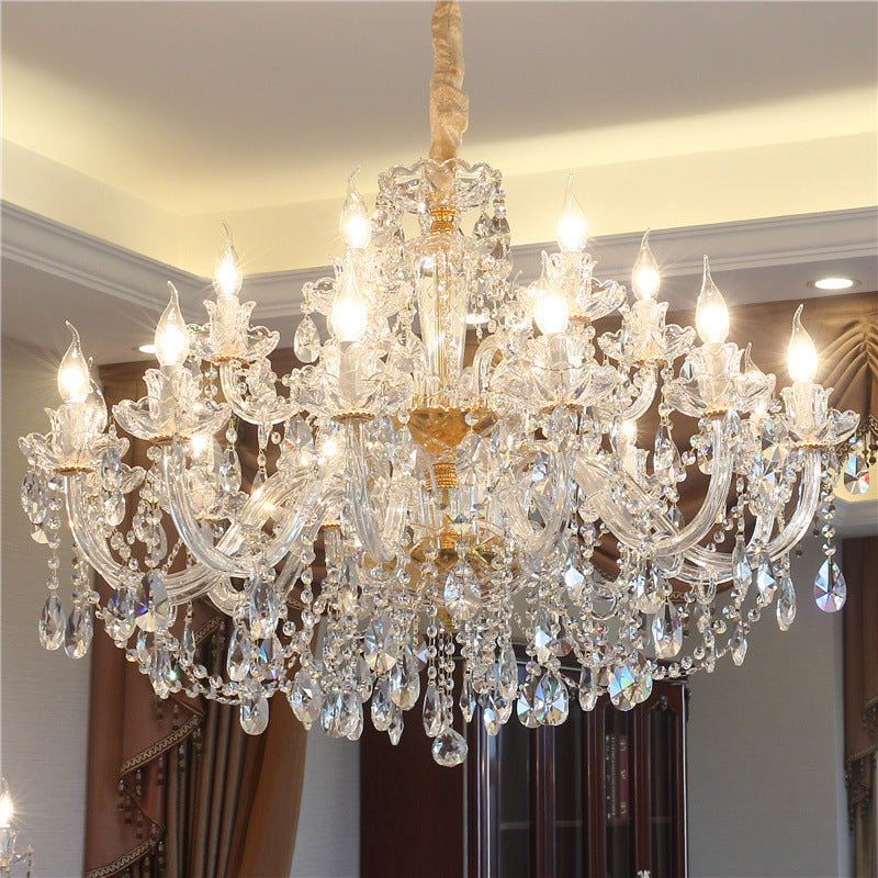 European Crystal Chandelier Lighting Luxury Living Room Hanging Light Bedroom Household Lamp Stair Dining Candle Pendant Lamps