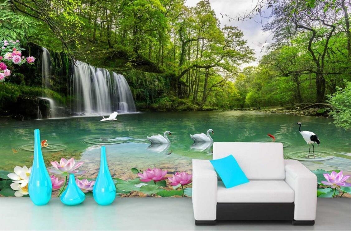 WDBH 3d wallpaper custom photo Natural scenery lake flowers landscape living room home decor 3d wall muals wall paper for walls 3 d