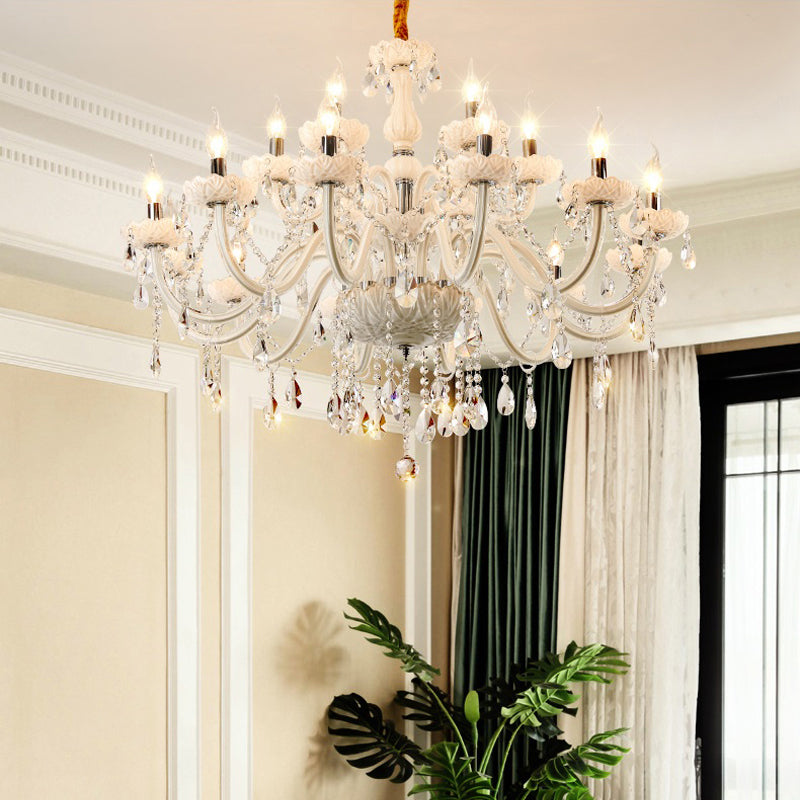 Restaurant Candle Chandelier Lighting Simple European Crystal Chandeliers Living Room Hanging Hall Lamp Modern Bedroom Pendant Light