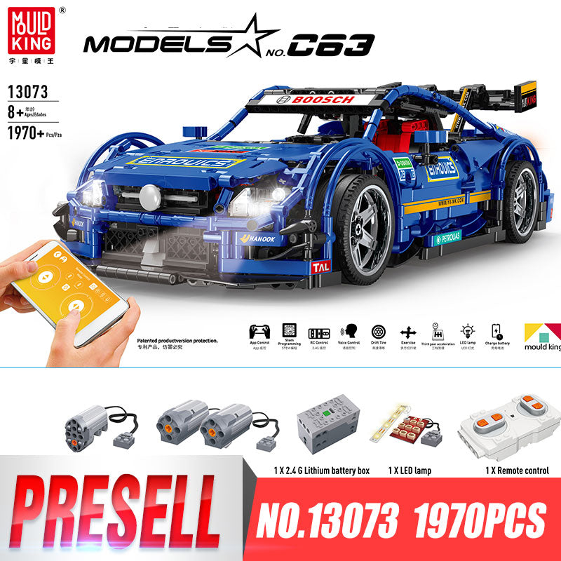 APP Remote Control Motorized C63 Blue Super Racing Car Building Blocks Bricks Mould King Compatible Legoing 13073 AGM MOC-6687 Birthday Toys Childre