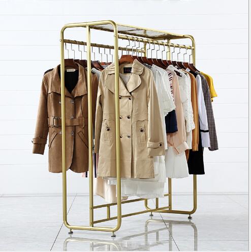 Clothes store hanger Bedroom Furniture display rack Double-row parallel bars floor-to-floor women&#039;s cloth shop shelves Nordic simple clothing i