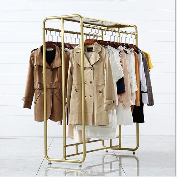 Clothes store hanger Bedroom Furniture display rack Double-row parallel bars floor-to-floor women&#039;s cloth shop shelves Nordic simple cl