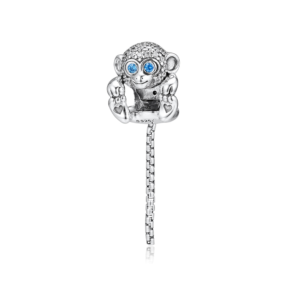 2019 Original 925 Sterling Silver Jewelry glitter monkey Charm Beads Fits European Pandora Bracelets Necklace for Women Making