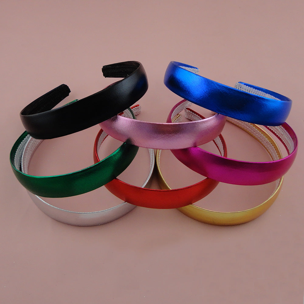10PCS 2.5cm Shiny faux Leather Headbands for women girls Plain hair hoops hairbands for DIY hair accessories