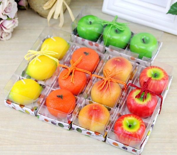 3pcs-lot Fruit Candles Apple Orange Lemon Shaped Scented Birthday Weddings Candles Romantic Party Decoration Christmas New Year Gift SN3456