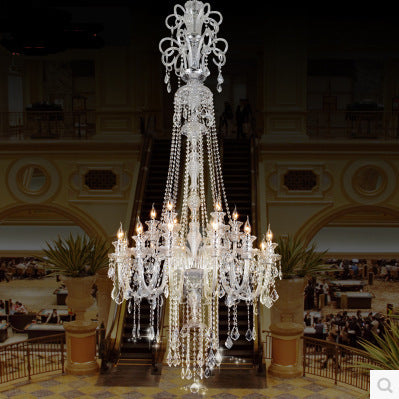 large stair long hotel luxury crystal chandelier modern long K9 Lobby hotel lustres de cristal candle chandelier fixture
