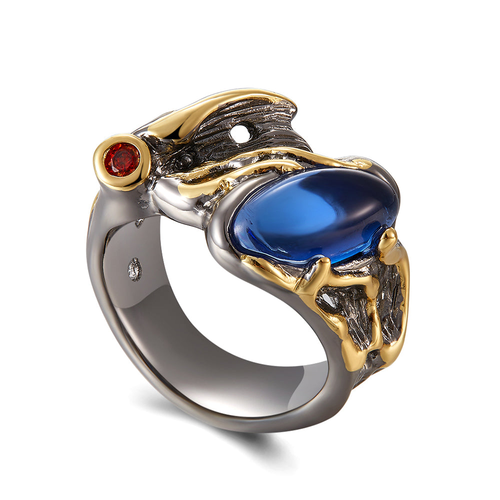 Oval Blue stone Ring Gold & Gun Black Jewellery Women&#039;s Fashion Fast delivery Women Copper Jewelry Hot rings