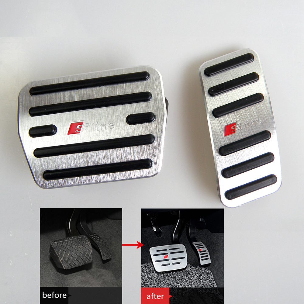 No Drill Aluminum Car Gas Pedal Accelerator Pedal Brake Pedal Cover For Audi A3(2014-2018) With S logo