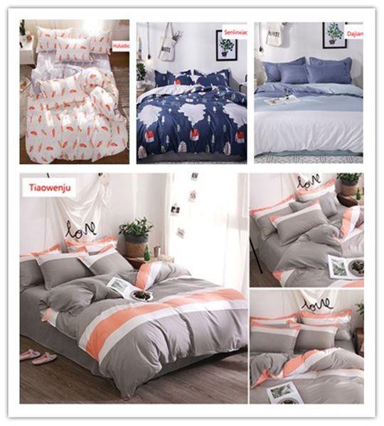 New nordic soft modern printing sanding aloe cotton 4PCS Sheets quilt pillowcases environmentally friendly comfortable bedding sets