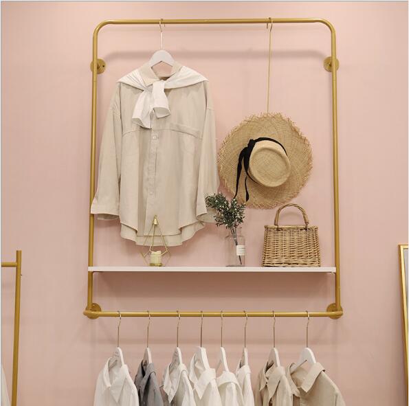 Clothing store wall hanger display rack Commercial Furniture Scandinavian women&#039;s cloth shop creative clothes and hats racks