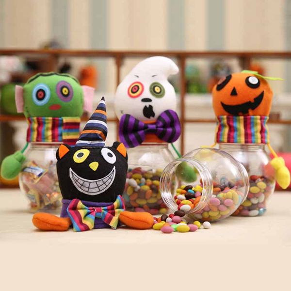 Halloween Food Storage Boxes Pumpkin Candy Cans Jar For Children Christmas Party Supplies Transparent Gift Jar Kids Candy Bag