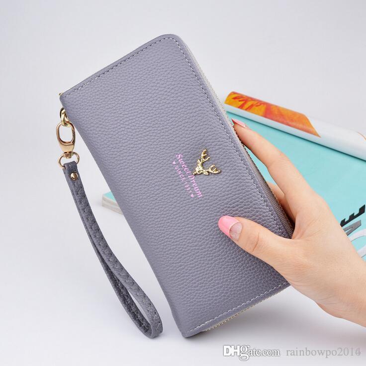 Factory wholesale women handbag leather wallet Korean large capacity womens fashion Embossed Leathers Long purse candy color hand Wallets