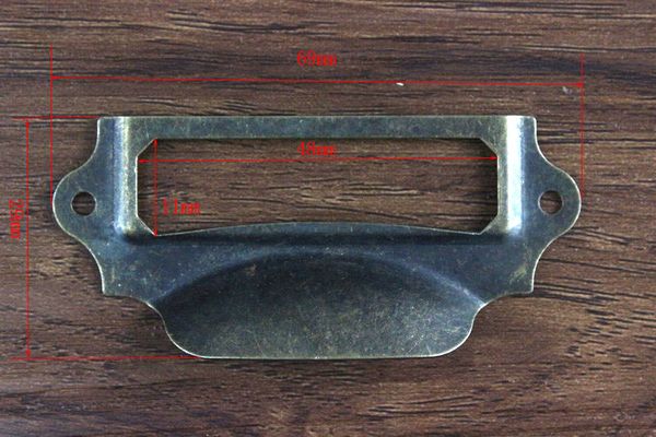 69x29mm antique label frame drawer handle cabinet handle with card holders 50pcs-lot with screws sign tag paper frame case