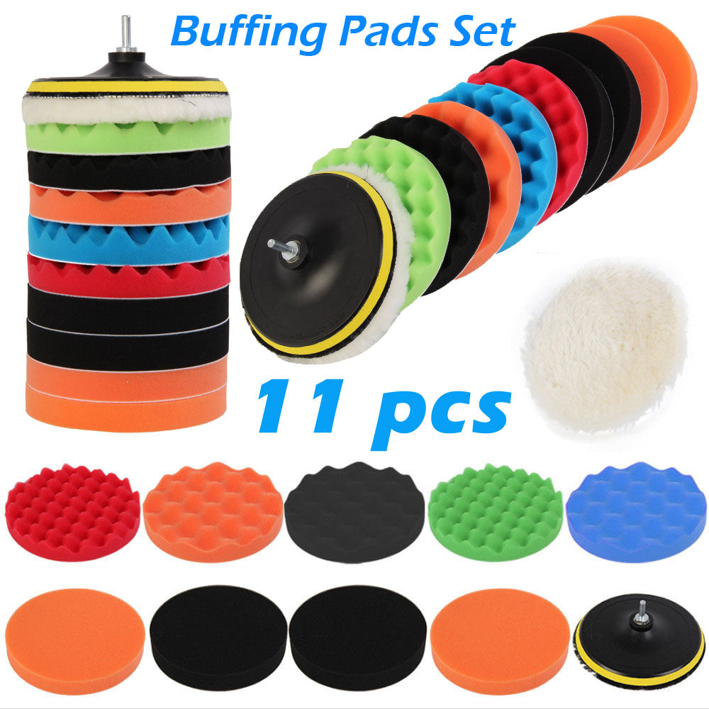 11Pcs-Set 3-4-5-6-7 inch Polishing Pad Waxing Buffing Polishing Sponge Pads Drill Adapter Kit For Auto Car Polisher Maintenance