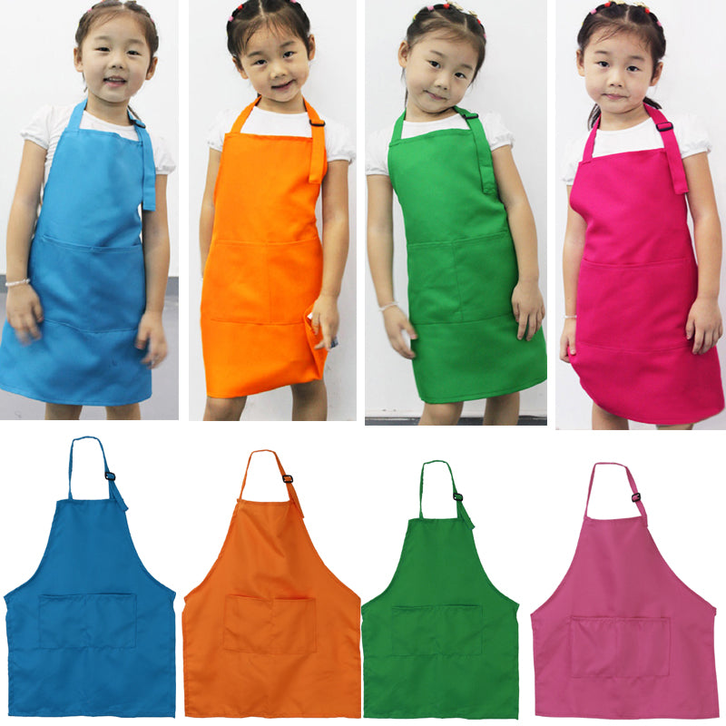 Cute Children Kids Plain Aprons Boys Girls Kitchen Cooking Baking Painting Art Bib Aprons Household Cleaning Tools