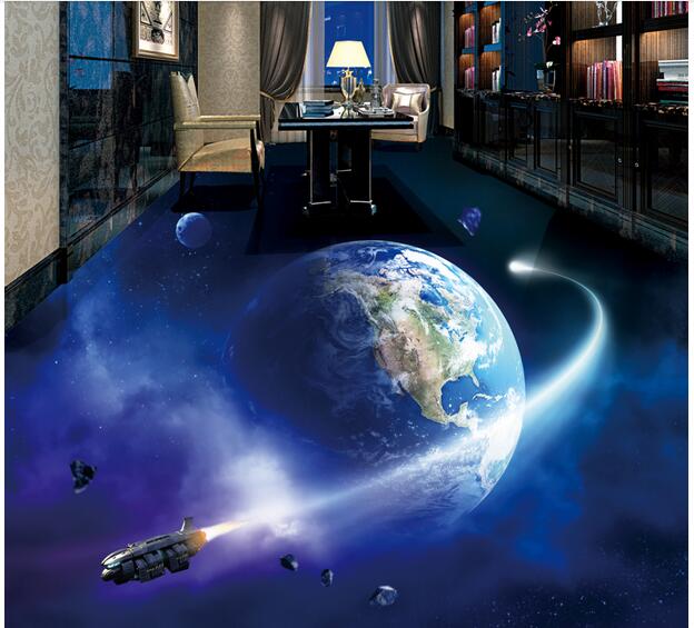 3d pvc flooring custom photo Self-adhesive wall paper floor Cosmic Galaxy Earth room home decor 3d wall murals wallpaper for walls 3 d