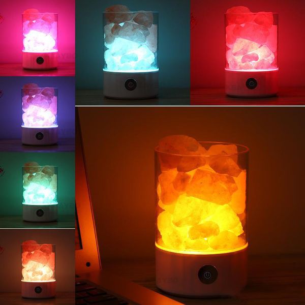 Crystal USB Light natural himalayan salt lamp led Air Purifier Mood Creator Indoor warm light table lamp bedroom lava lamp