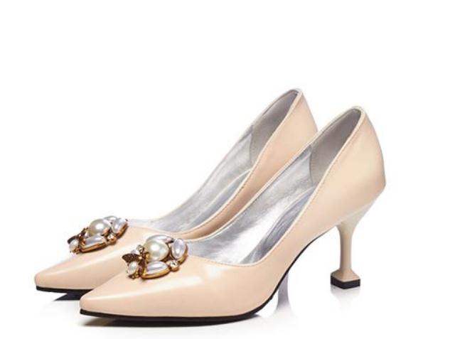 Women&#039;s shoes in Spring and Autumn High fine heel pointed end water drill