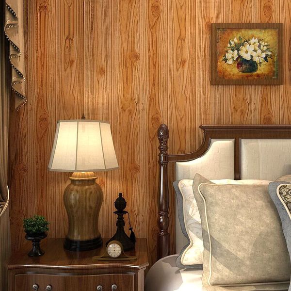 American wood grain wall roll paper imitation wooden ceiling Chinese living room clothing store 3D natural wood grain wallpaper bedroom