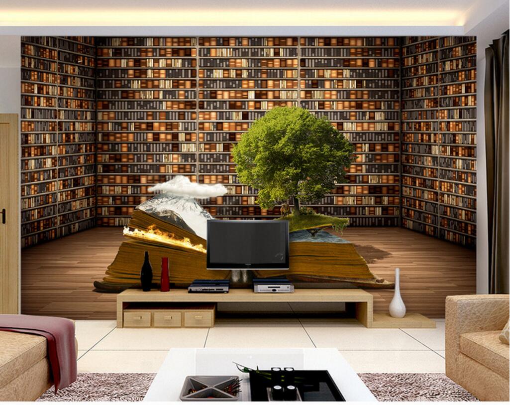 WDBH 3d wallpaper custom photo Creative book shelf tv background painting living room home decor 3d wall muals wall paper for walls 3 d