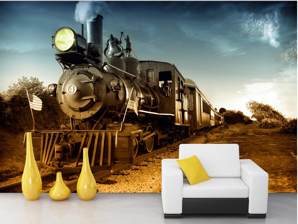WDBH 3d wallpaper custom photo Retro nostalgic locomotive tv background living room home decor 3d wall muals wall paper for walls 3 d