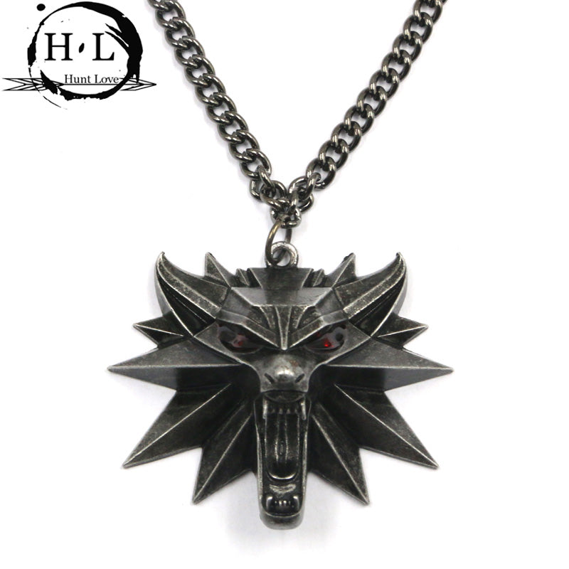 Wizard Book Series wolf head Medallion pendant necklace wild monster hunter Cosplay uncivilized games animal wolf chain necklace