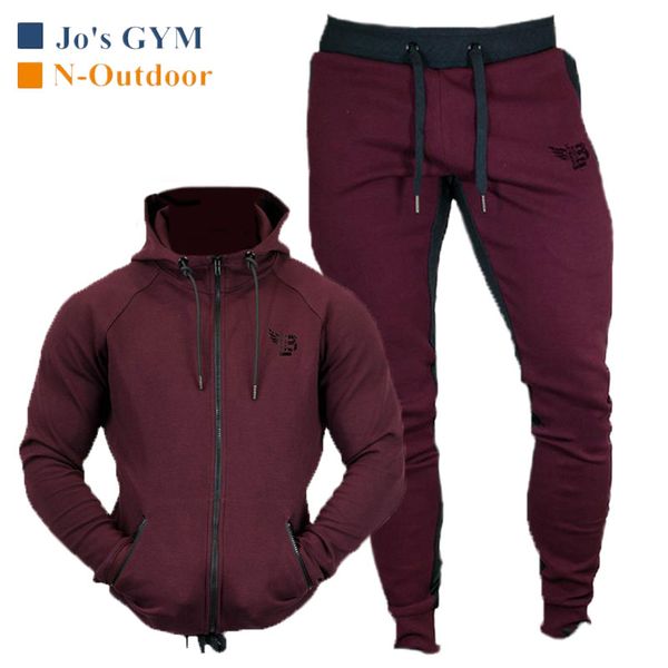 Autumn Winter Men Sportswear Hoodie Two Piece 2019 New Plus Velvet Thicken Workout Clothes Men&#039;s Sports Suits Zipper Jacket