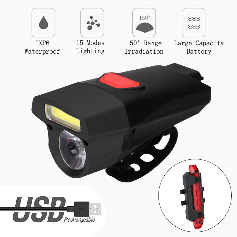 1 piece Bicycle Front Light Set USB Rechargeable and Battery Smart Headlight LED Night Riding MTB Road Bike Lamp Cycling Flashlight