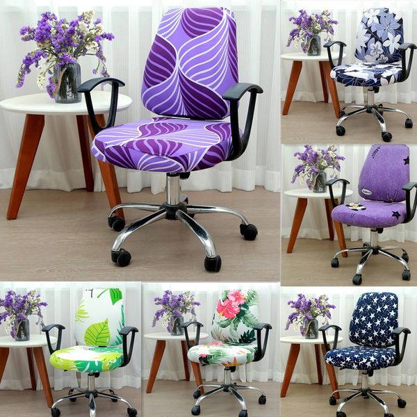 2pcs-set Universal Elastic Spandex Fabric Split Chair Back Cover+Seat Cover Anti-dirty Office Computer Chair Cover Stretch Case