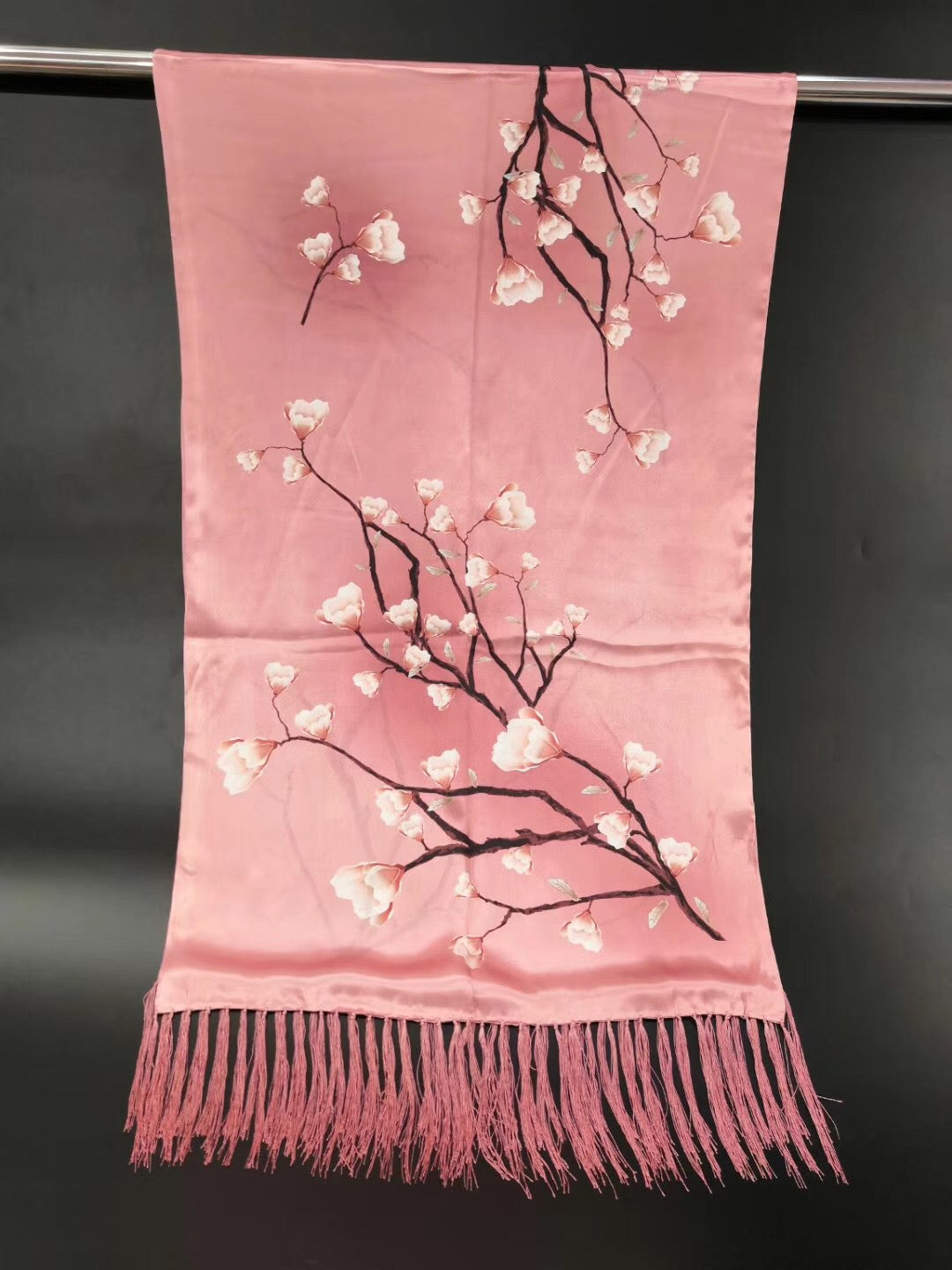 100% real Silk 2 layers Female Hijab Bandana Scarf Women Long Tassel floral Print Scarf Shawl Scarves 180*55cm 10pcs mixed #4136