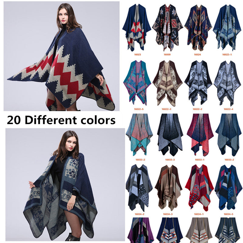 20 Styles Fashion Thicken Scarves Cashmere Feel Ponchos Pashmina Women Winter Capes designer Oversized Thick Warm Knit Shawl Blanket Scarf