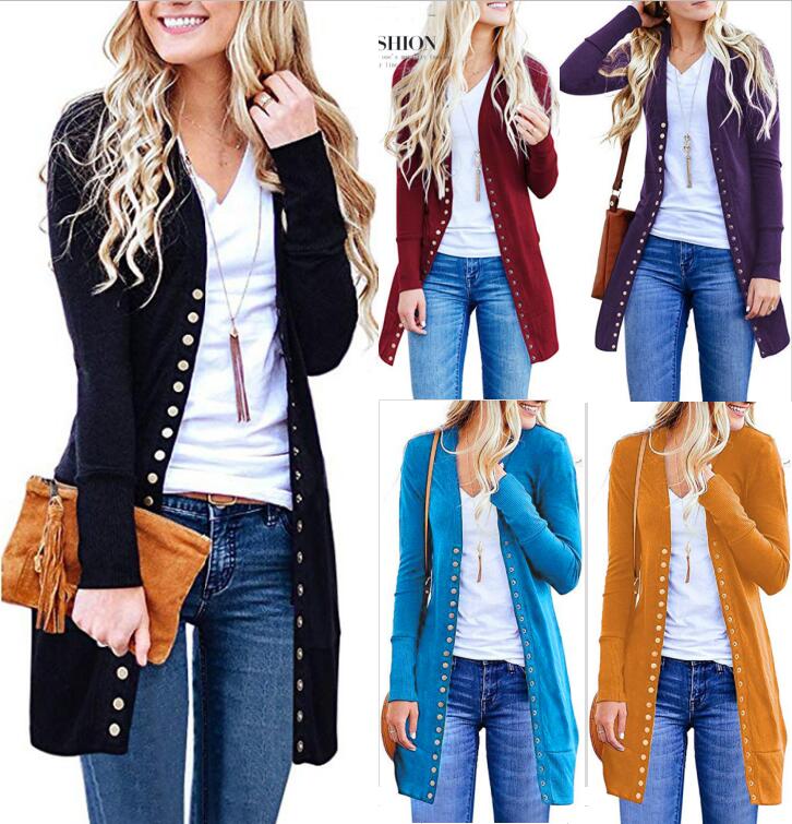 Womens Slim Warm Long Sleeve Knit Waterfall Office Jacket Blazer Coat Autumn Tops Covered Button Cardigan