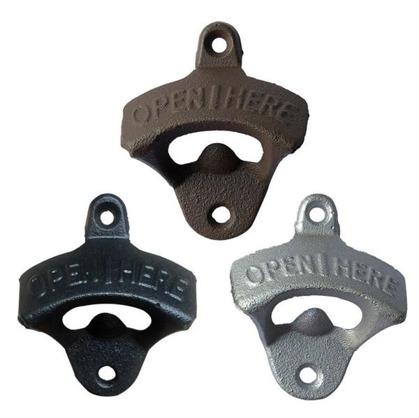 Vintage Antique Style Bar Pub Beer Soda Top Bottle Opener Wall Mount Kitchen Gadgets Dining & Bar Beer Opener Open Here 3 Colors