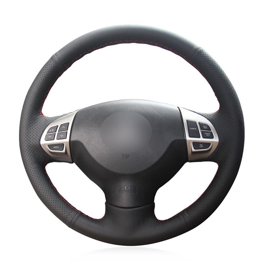 For Mitsubishi Lancer EX hand-sewn steering wheel cover black artificial leather