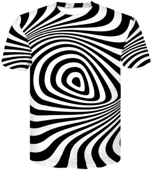 Top Casual loose printed t-shirt men&#039;s clothing summer new vertigo Abstract stereogram Print short sleeve T-shirt apparel Uniforms Spor