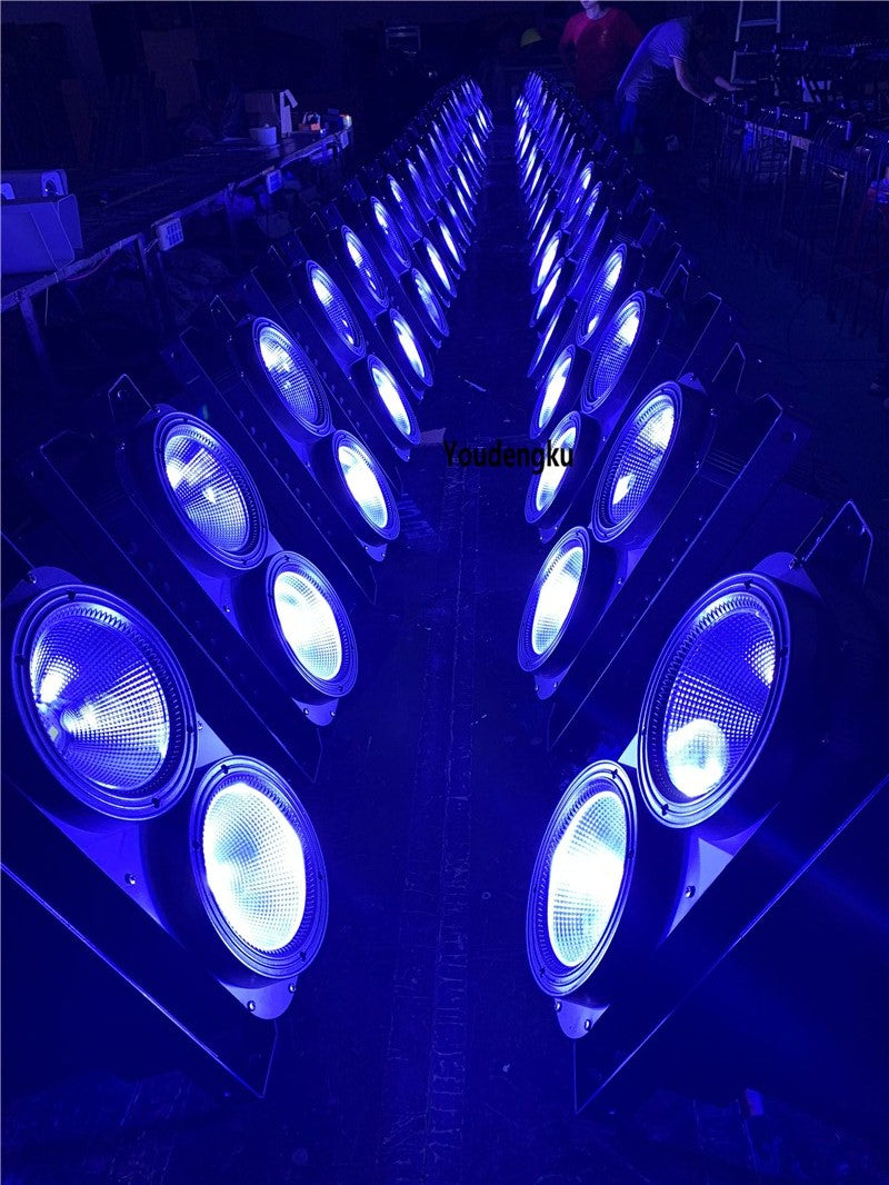 4pcs 4x100W COB rgbw 4in1 4 Eyes Indoor Aluminum Audience Blinder Led cob dmx par audience blinder light