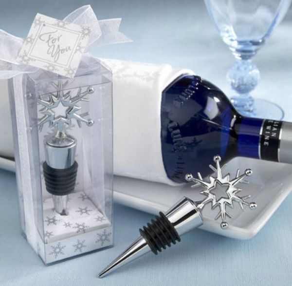 Snowflake Wine Bottle Stopper Favors Gifts Red Wine Storage Twist Cap Plug Wedding Party Supplies christmas gift favor LX8779