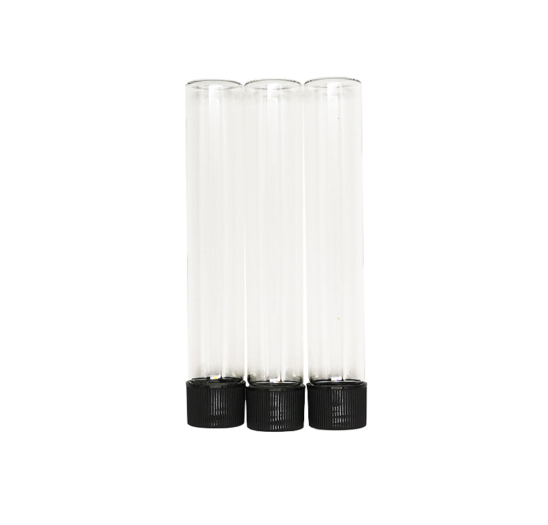 Glass tubes packaging 115*20mm with plastic lids 30g tubes with screw cap could custom label