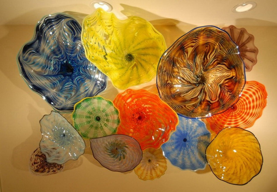 Luxury Hotel Decoration Hall Art Blown Glass Plates Lamp High Quality Murano Wall Light
