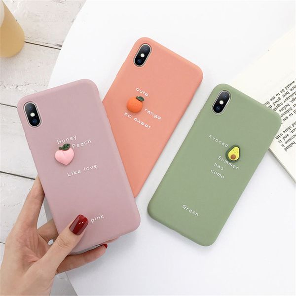 USLION 3D Candy Color Avocado Letter Soft Phone Case For iPhone 11 Pro XS MAX XR X Silicone Case For iPhone 7 8 Plus Cover