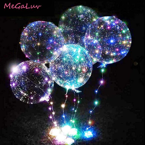 20inch Luminous Transparent Helium Bobo Bubble Ballons Christmas Wedding Birthday Party Decorations LED String Light Up Balloons