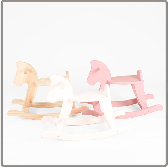 Children Furniture Trojan horse Ins wooden rocking Nordic style children&#039;s room early education center one year old gift shooting accessories