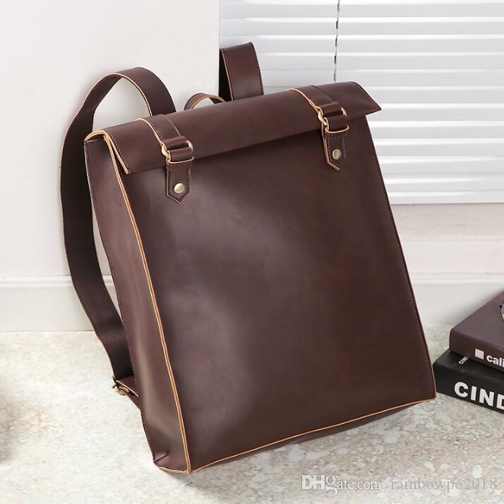 Factory wholesale men handbag retro crazy horse leather backpack simple leatheres student backpacks mens and women leathers couple bag