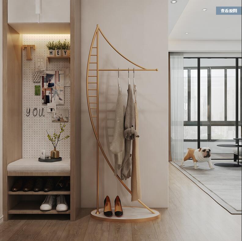 Nordic ins clothes rack Bedroom Furniture floor hanger home good-looking cloth shelf marble clothing and hat racks