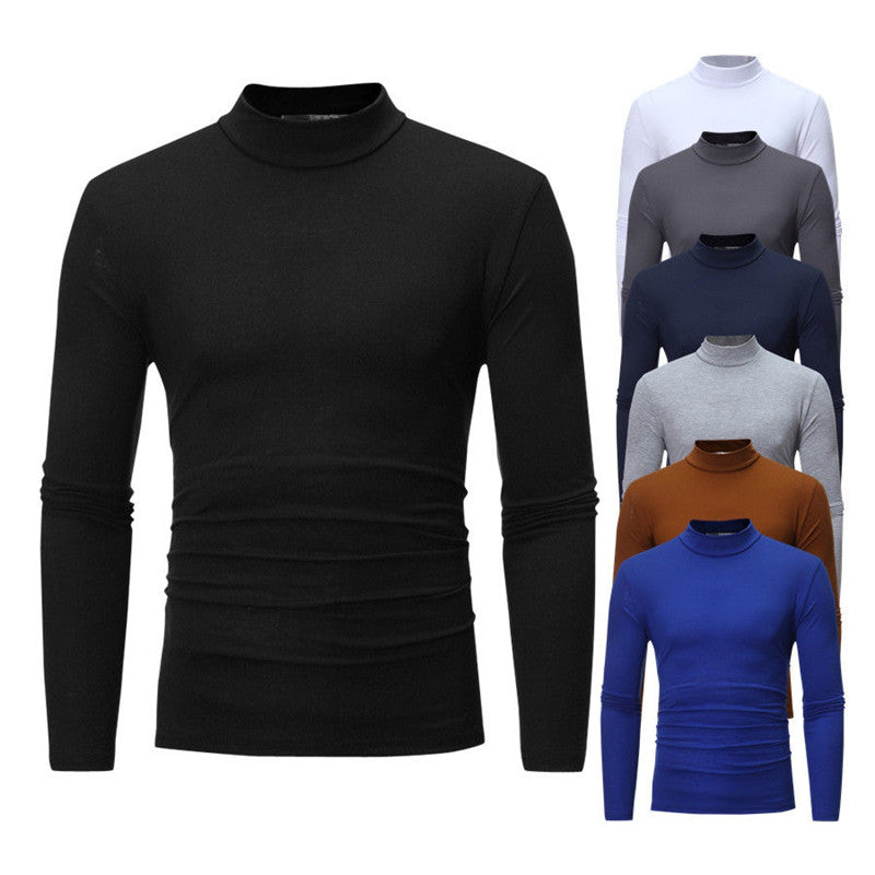 Newly Men clothes 2019 Roll Neck Long Sleeve High Quality Cotton Top Neck Underwear Sleepwear