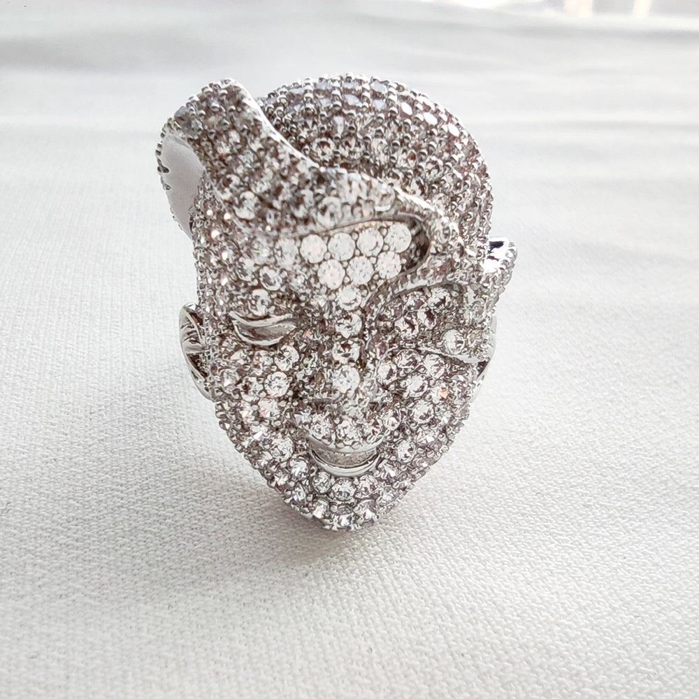 Good Quality Luxury Face design ring Jewelry Full Crystal CZ Stones Brass Jewellery Women&#039;s Rings for party