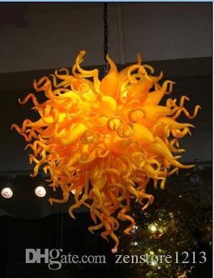 Modern Art Deco Yellow Glass Chandelier Light LED Bulbs 100% Handmade Murano Glass Home Decor Chandelier for Sale