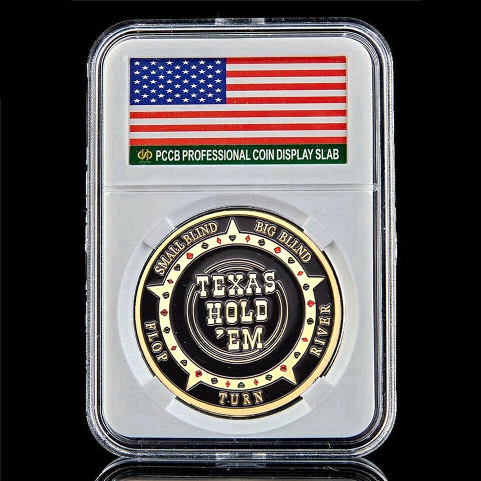 Poker Chip Card Craft Guard Texas Hold&#039;em Challenge Coin Gold Plated Table Game Gifts W-Pccb Box